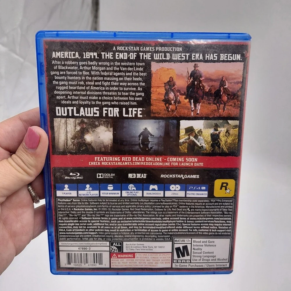 Red Dead Redemption II 2 PlayStation 4 PS4 2 Discs In Case No Manual Or Map